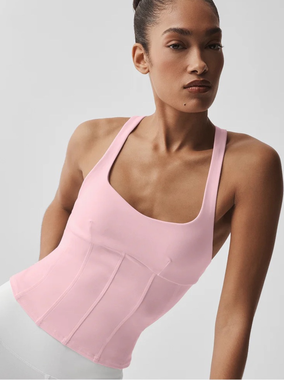 ALO airbrush sparks fly corset tank in vintage pink
